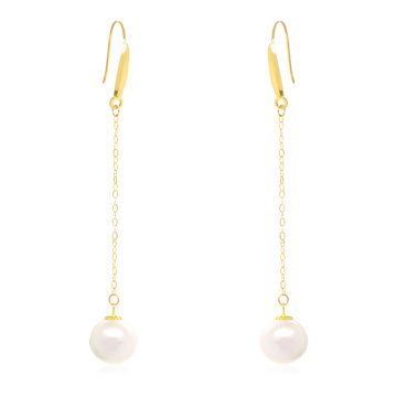 18K Gold Ear Jewelry Freshwater Drop Pearl Earrings